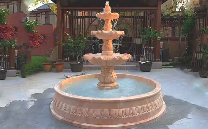 大理石層層噴泉——水韻天成，演繹自然與藝術的交響曲